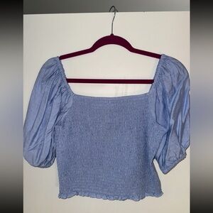 Express Light Blue Puff Sleeve Blouse